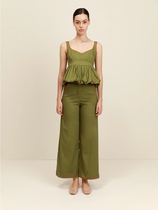 Project Adamo Pants - PROJECT ADAMO Profeta Pants in Olive Green w/ Orange Rick Rack Size Large VGUC